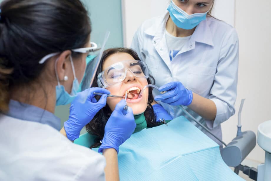 Woman at her oral and maxillofacial surgery in Milwaukee WI