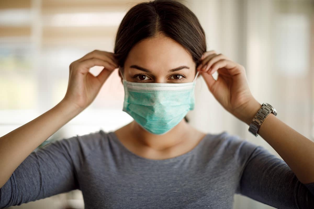 mask, gloves, and safety glasses